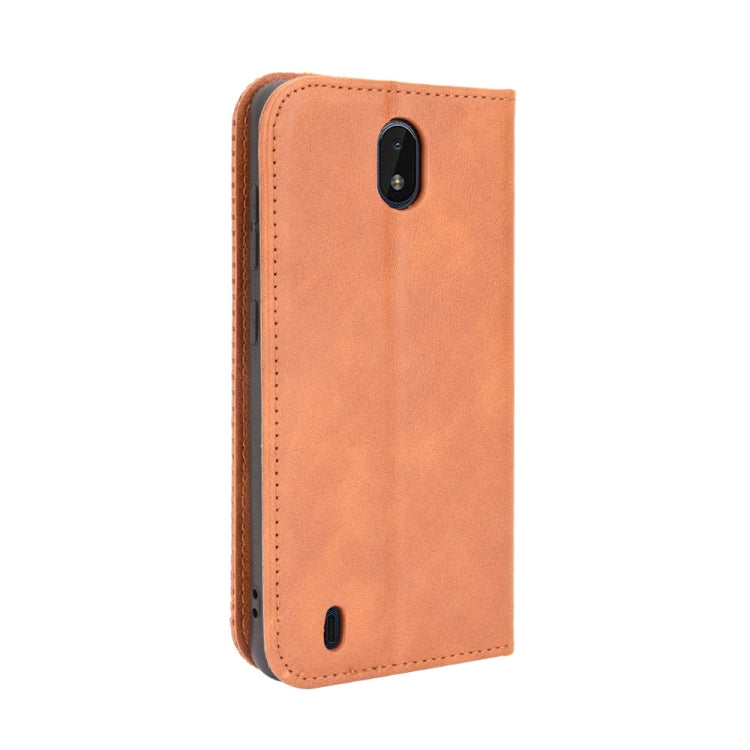 For Nokia C01 Plus Magnetic Buckle Retro Crazy Horse Texture Horizontal Flip Leather Case with Holder & Card Slots & Photo Frame