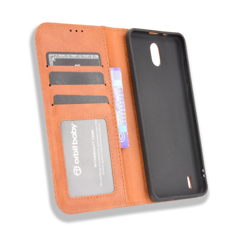 For Nokia C01 Plus Magnetic Buckle Retro Crazy Horse Texture Horizontal Flip Leather Case with Holder & Card Slots & Photo Frame