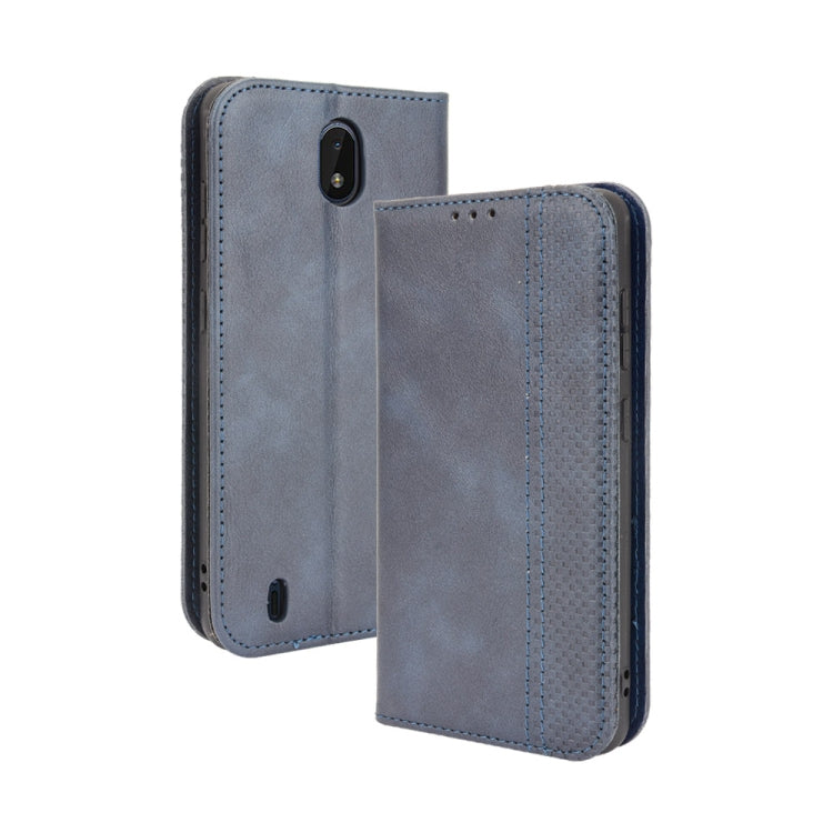 For Nokia C01 Plus Magnetic Buckle Retro Crazy Horse Texture Horizontal Flip Leather Case with Holder & Card Slots & Photo Frame