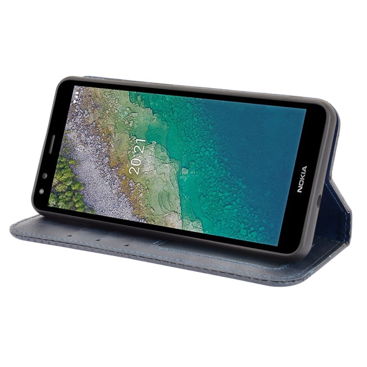 For Nokia C01 Plus Magnetic Buckle Retro Crazy Horse Texture Horizontal Flip Leather Case with Holder & Card Slots & Photo Frame