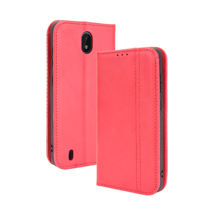For Nokia C01 Plus Magnetic Buckle Retro Crazy Horse Texture Horizontal Flip Leather Case with Holder & Card Slots & Photo Frame