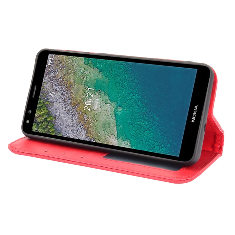 For Nokia C01 Plus Magnetic Buckle Retro Crazy Horse Texture Horizontal Flip Leather Case with Holder & Card Slots & Photo Frame