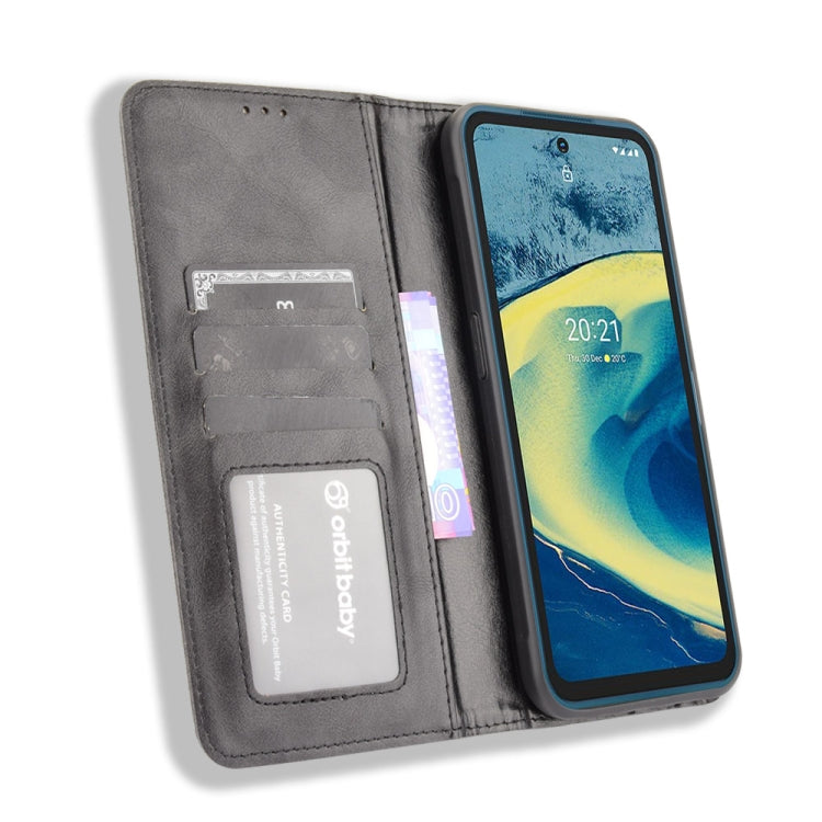 For Nokia XR20 Magnetic Buckle Retro Crazy Horse Texture Horizontal Flip Leather Case with Holder & Card Slots & Photo Frame