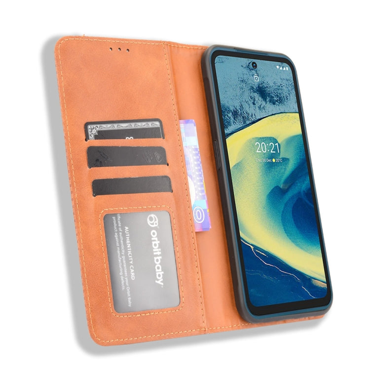 For Nokia XR20 Magnetic Buckle Retro Crazy Horse Texture Horizontal Flip Leather Case with Holder & Card Slots & Photo Frame