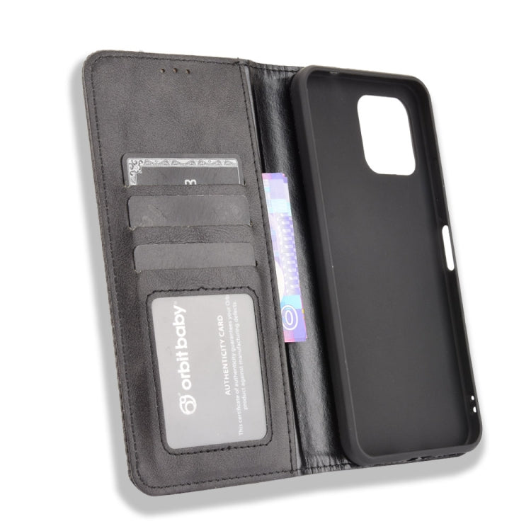 For Oukitel C21 Pro Magnetic Buckle Retro Crazy Horse Texture Horizontal Flip Leather Case with Holder & Card Slots & Photo Frame