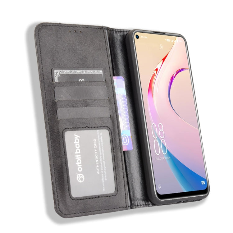 For Oukitel C21 Pro Magnetic Buckle Retro Crazy Horse Texture Horizontal Flip Leather Case with Holder & Card Slots & Photo Frame