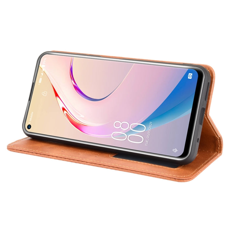 For Oukitel C21 Pro Magnetic Buckle Retro Crazy Horse Texture Horizontal Flip Leather Case with Holder & Card Slots & Photo Frame