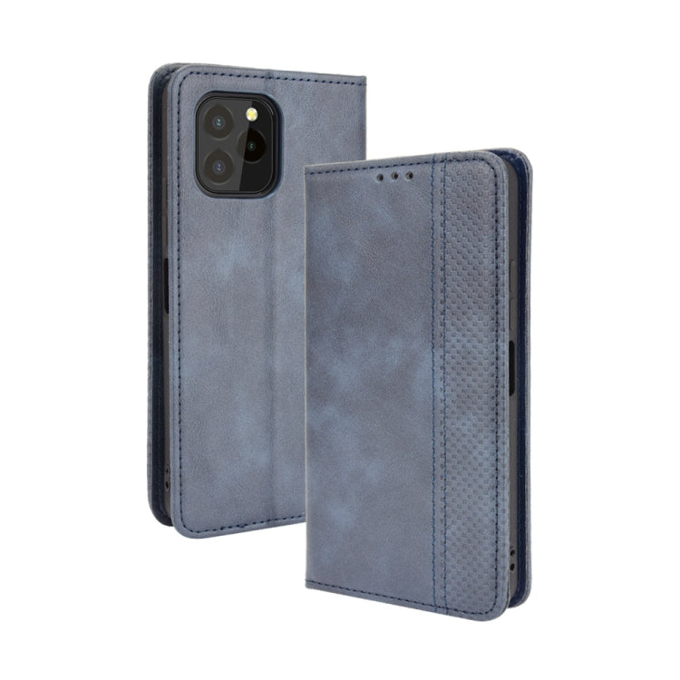 For Oukitel C21 Pro Magnetic Buckle Retro Crazy Horse Texture Horizontal Flip Leather Case with Holder & Card Slots & Photo Frame
