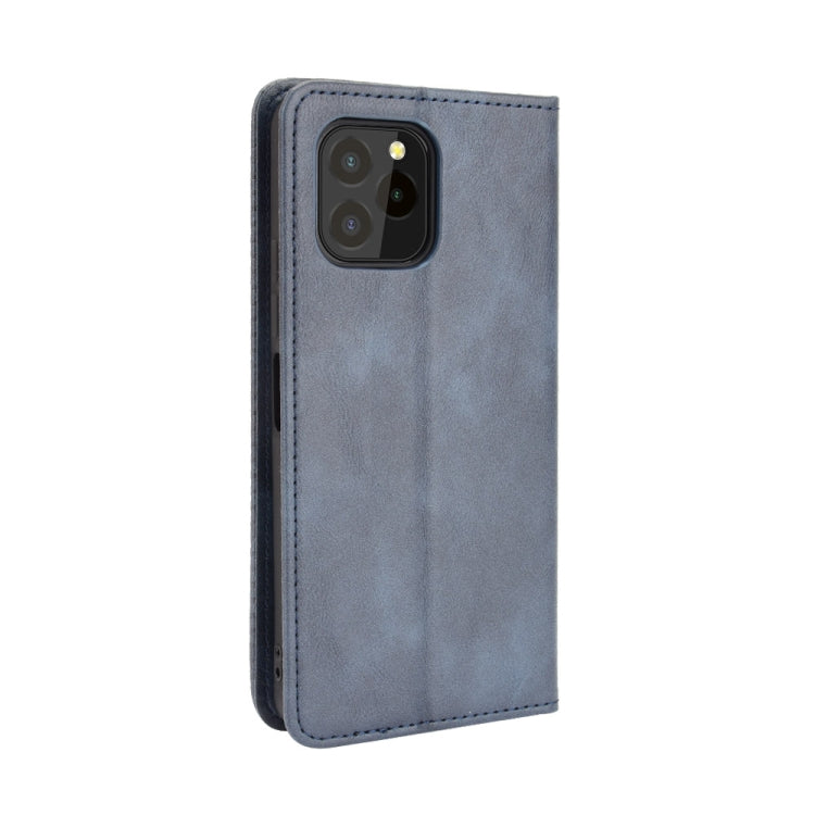 For Oukitel C21 Pro Magnetic Buckle Retro Crazy Horse Texture Horizontal Flip Leather Case with Holder & Card Slots & Photo Frame