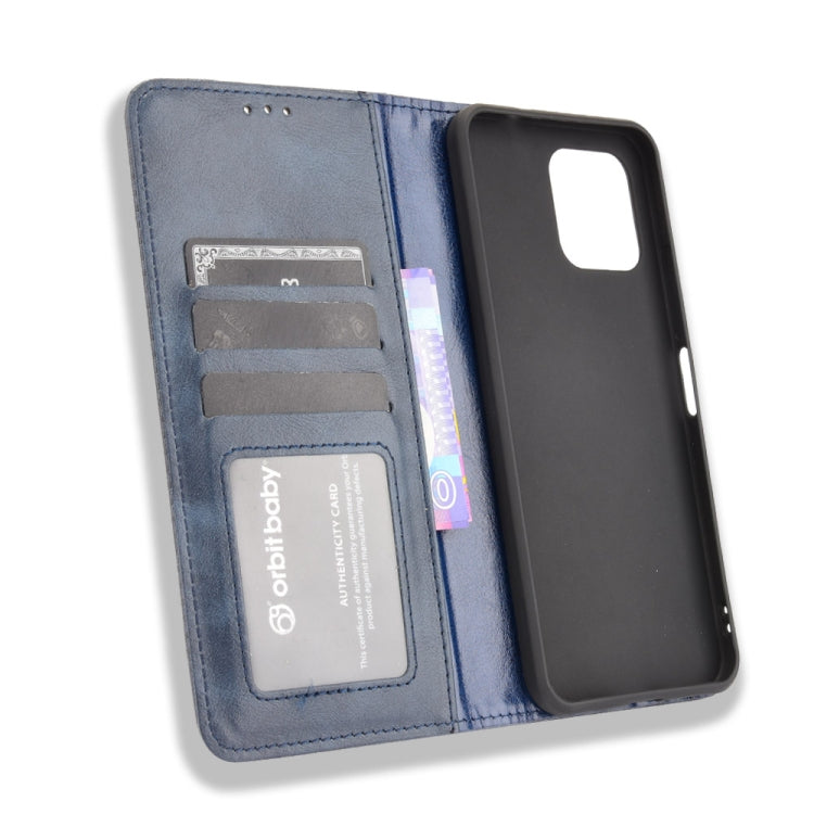 For Oukitel C21 Pro Magnetic Buckle Retro Crazy Horse Texture Horizontal Flip Leather Case with Holder & Card Slots & Photo Frame
