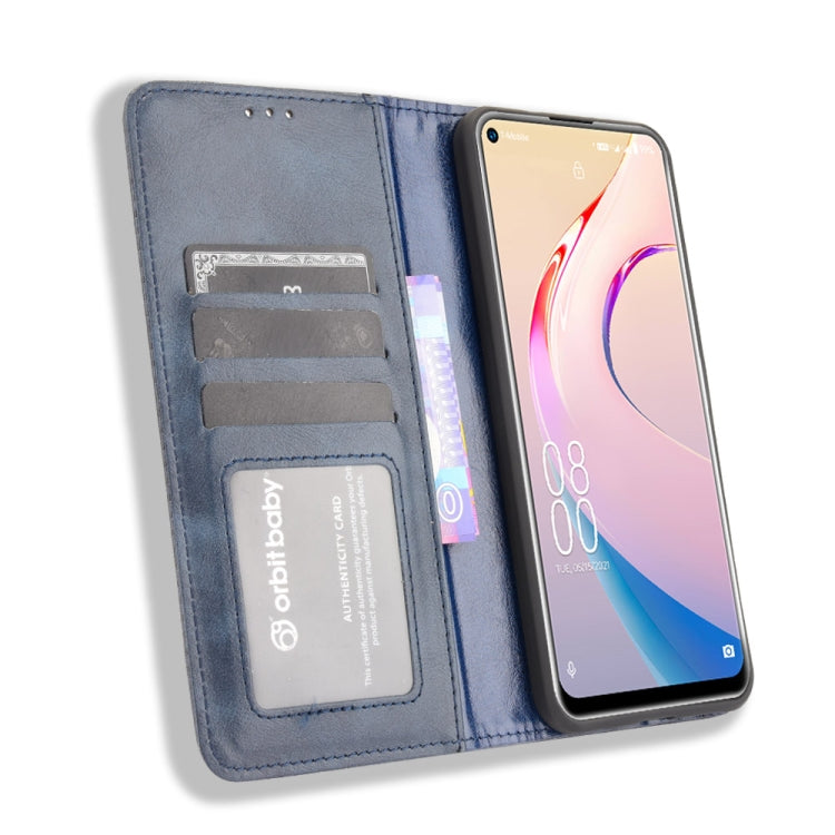 For Oukitel C21 Pro Magnetic Buckle Retro Crazy Horse Texture Horizontal Flip Leather Case with Holder & Card Slots & Photo Frame