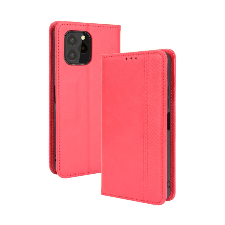 For Oukitel C21 Pro Magnetic Buckle Retro Crazy Horse Texture Horizontal Flip Leather Case with Holder & Card Slots & Photo Frame