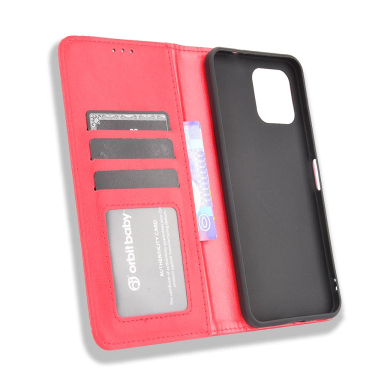 For Oukitel C21 Pro Magnetic Buckle Retro Crazy Horse Texture Horizontal Flip Leather Case with Holder & Card Slots & Photo Frame