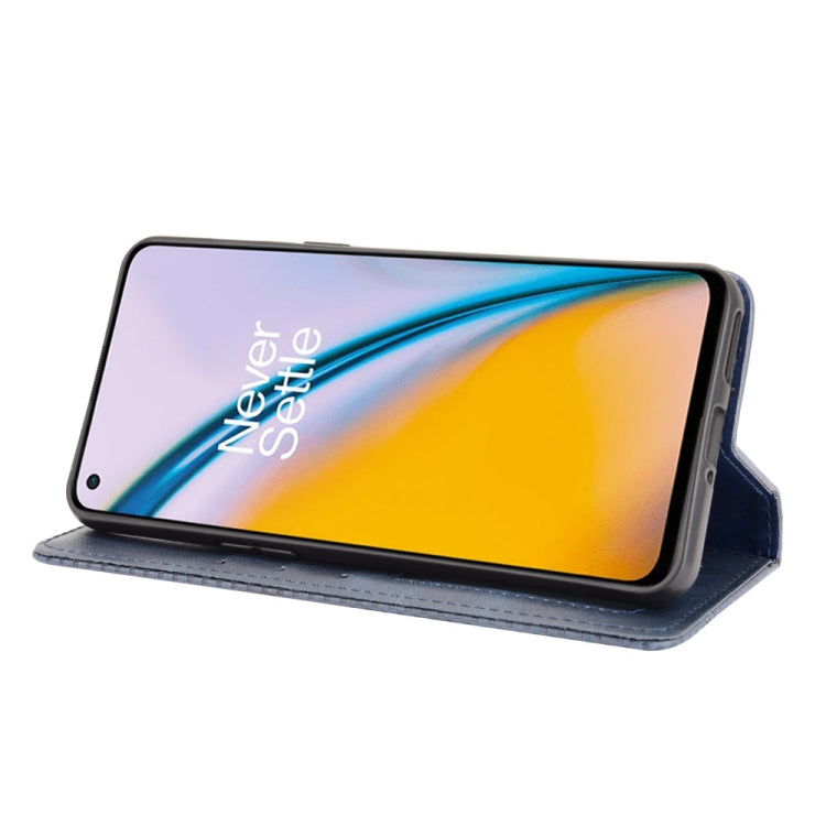 For OnePlus Nord 2 5G Magnetic Buckle Retro Crazy Horse Texture Horizontal Flip Leather Case with Holder & Card Slots & Photo Frame