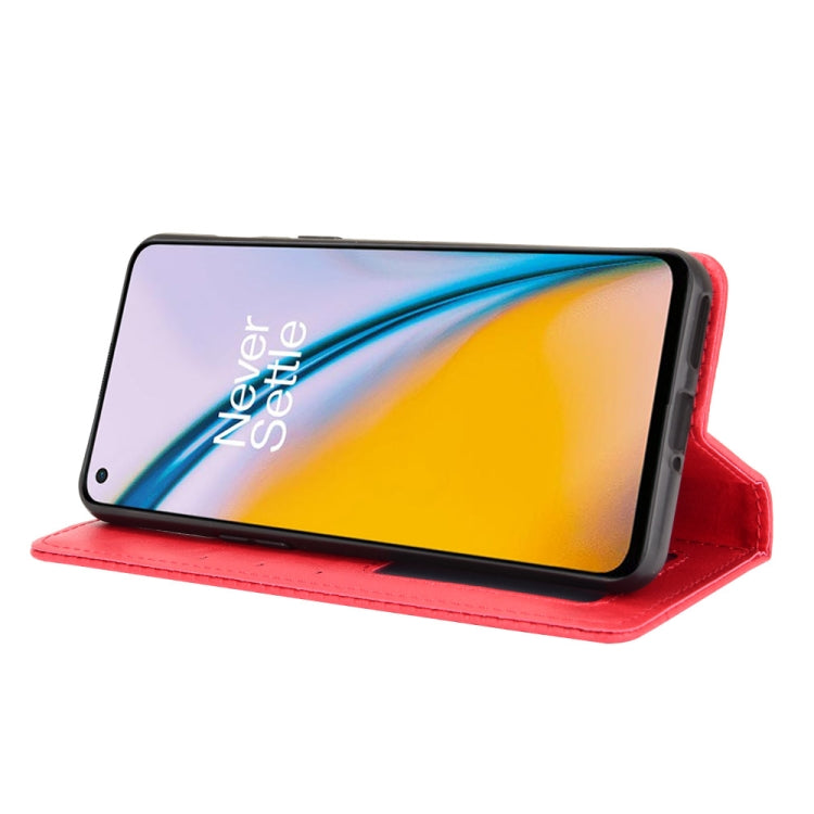 For OnePlus Nord 2 5G Magnetic Buckle Retro Crazy Horse Texture Horizontal Flip Leather Case with Holder & Card Slots & Photo Frame