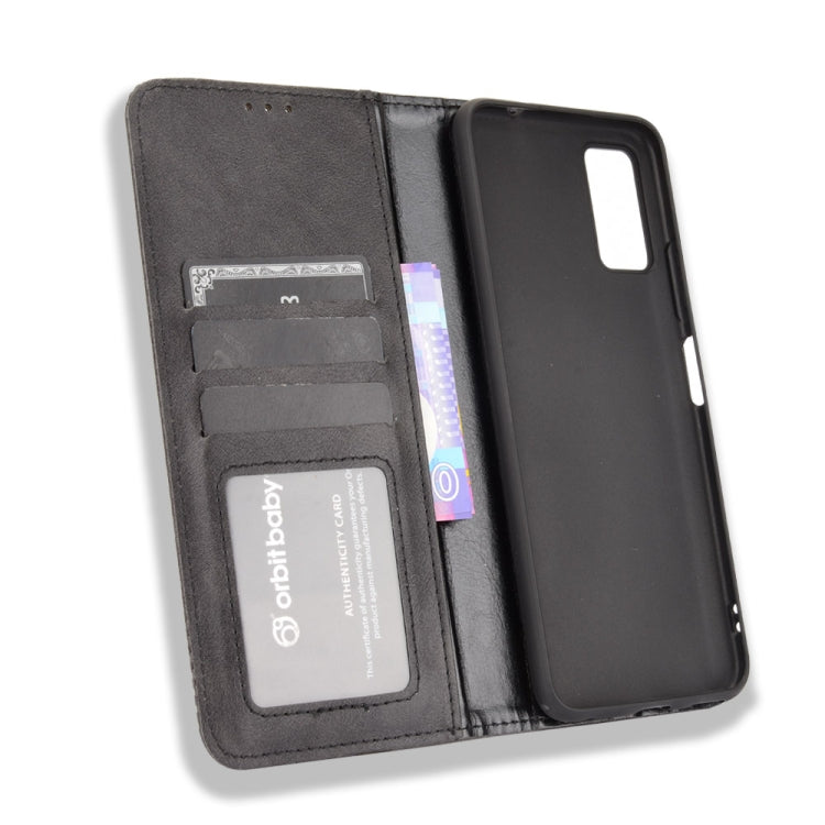 For ZTE Blade A71 Magnetic Buckle Retro Crazy Horse Texture Horizontal Flip Leather Case with Holder & Card Slots & Photo Frame