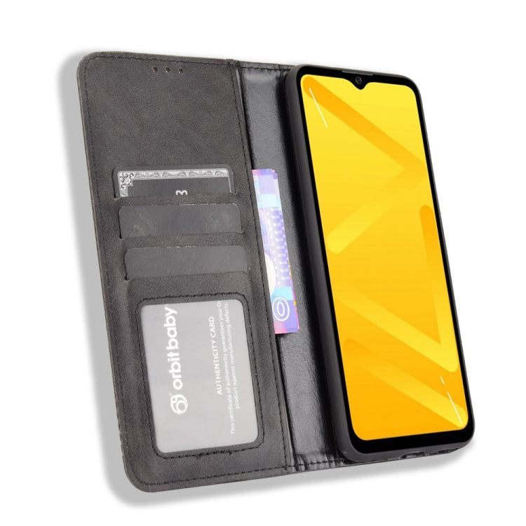 For ZTE Blade A71 Magnetic Buckle Retro Crazy Horse Texture Horizontal Flip Leather Case with Holder & Card Slots & Photo Frame
