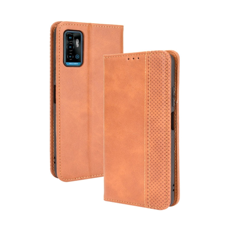 For ZTE Blade A71 Magnetic Buckle Retro Crazy Horse Texture Horizontal Flip Leather Case with Holder & Card Slots & Photo Frame
