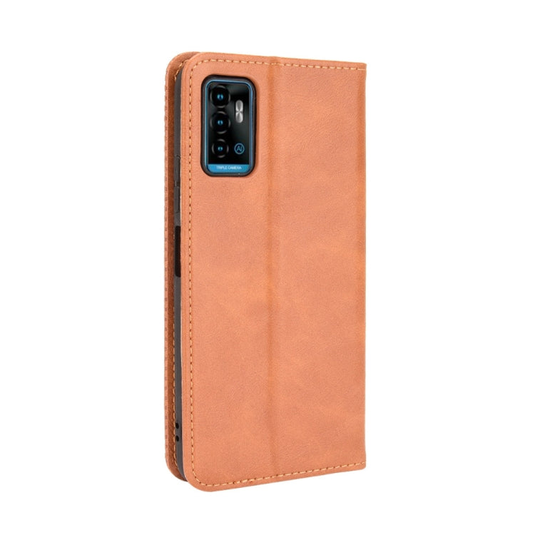 For ZTE Blade A71 Magnetic Buckle Retro Crazy Horse Texture Horizontal Flip Leather Case with Holder & Card Slots & Photo Frame