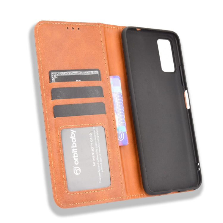For ZTE Blade A71 Magnetic Buckle Retro Crazy Horse Texture Horizontal Flip Leather Case with Holder & Card Slots & Photo Frame