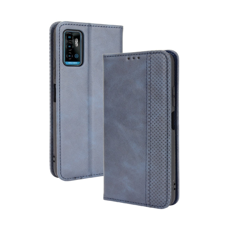 For ZTE Blade A71 Magnetic Buckle Retro Crazy Horse Texture Horizontal Flip Leather Case with Holder & Card Slots & Photo Frame