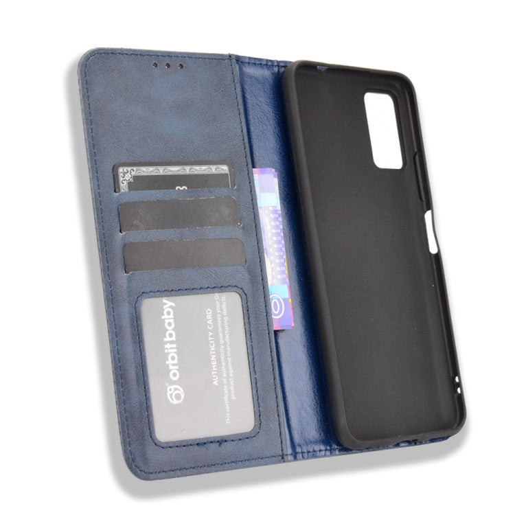 For ZTE Blade A71 Magnetic Buckle Retro Crazy Horse Texture Horizontal Flip Leather Case with Holder & Card Slots & Photo Frame