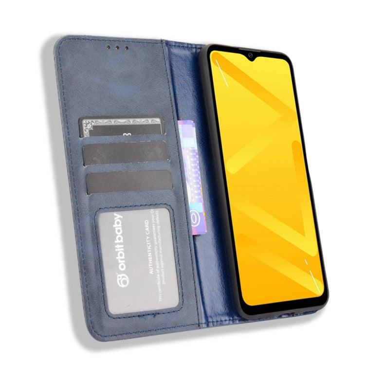 For ZTE Blade A71 Magnetic Buckle Retro Crazy Horse Texture Horizontal Flip Leather Case with Holder & Card Slots & Photo Frame