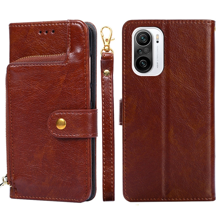 Zipper Bag PU + TPU Horizontal Flip Leather Case with Holder & Card Slot & Wallet & Lanyard For Xiaomi Redmi K40 / K40 Pro