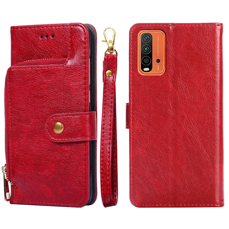 Zipper Bag PU + TPU Horizontal Flip Leather Case with Holder & Card Slot & Wallet & Lanyard For Xiaomi Redmi Note 9 4G (CN Version) / Redmi 9 Power / Redmi 9T