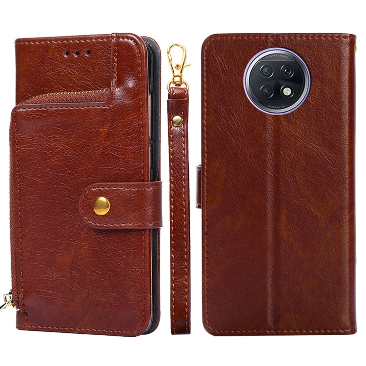 Zipper Bag PU + TPU Horizontal Flip Leather Case with Holder & Card Slot & Wallet & Lanyard For Xiaomi Redmi Note 9 5G CN Version / Note 9T 5G