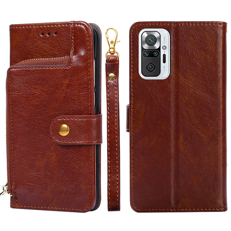 Zipper Bag PU + TPU Horizontal Flip Leather Case with Holder & Card Slot & Wallet & Lanyard For Xiaomi Redmi Note 10 Pro / Note 10 Pro Indian Version / Note 10 Pro Max