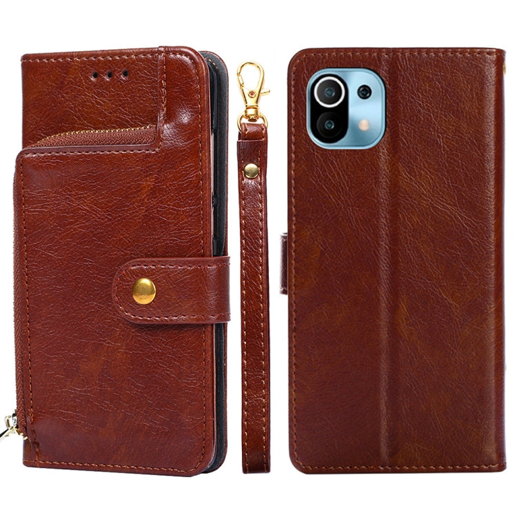 Zipper Bag PU + TPU Horizontal Flip Leather Case with Holder & Card Slot & Wallet & Lanyard For Xiaomi Mi 11