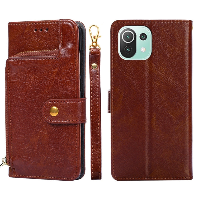 Zipper Bag PU + TPU Horizontal Flip Leather Case with Holder & Card Slot & Wallet & Lanyard For Xiaomi Mi 11 Lite