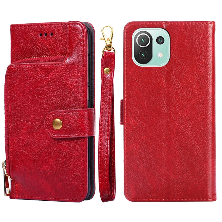 Zipper Bag PU + TPU Horizontal Flip Leather Case with Holder & Card Slot & Wallet & Lanyard For Xiaomi Mi 11 Lite