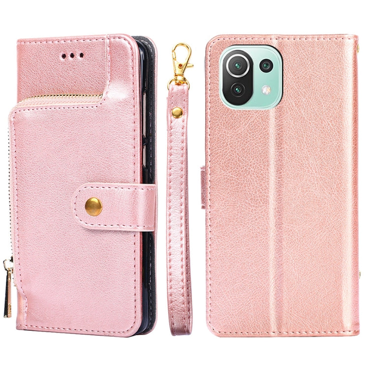 Zipper Bag PU + TPU Horizontal Flip Leather Case with Holder & Card Slot & Wallet & Lanyard For Xiaomi Mi 11 Lite