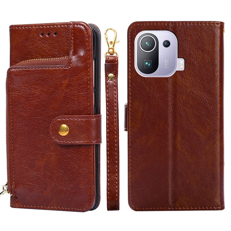 Zipper Bag PU + TPU Horizontal Flip Leather Case with Holder & Card Slot & Wallet & Lanyard For Xiaomi Mi 11 Pro