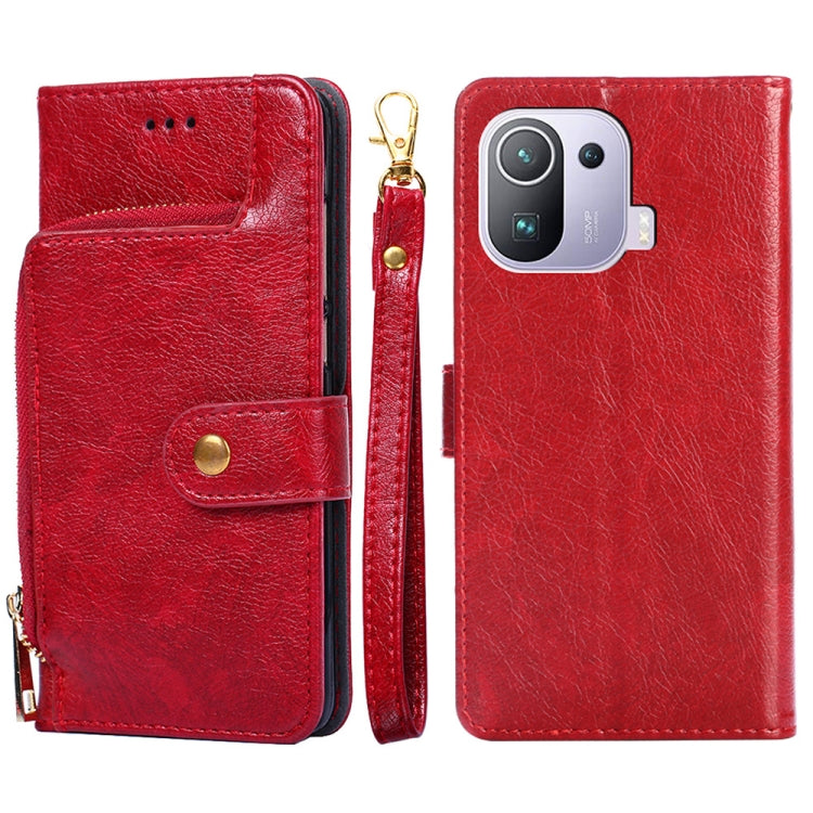Zipper Bag PU + TPU Horizontal Flip Leather Case with Holder & Card Slot & Wallet & Lanyard For Xiaomi Mi 11 Pro