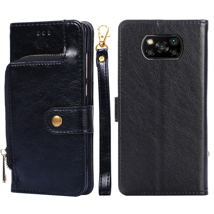 Zipper Bag PU + TPU Horizontal Flip Leather Case with Holder & Card Slot & Wallet & Lanyard For Xiaomi Poco X3 NFC
