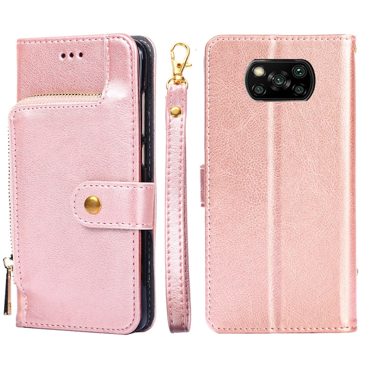 Zipper Bag PU + TPU Horizontal Flip Leather Case with Holder & Card Slot & Wallet & Lanyard For Xiaomi Poco X3 NFC