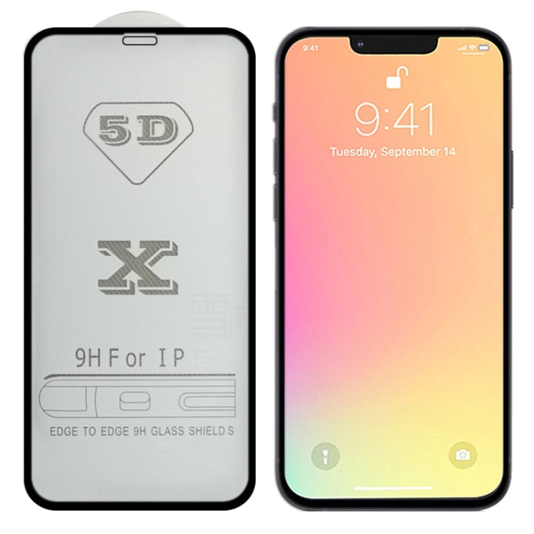 For iPhone 13 mini 9H 5D Full Glue Full Screen Tempered Glass Film (Black)