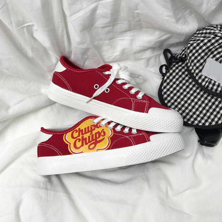 Port of The Wind Chic Retro Students Canvas Shoes Joker Street Shot White Shoes, Size:35