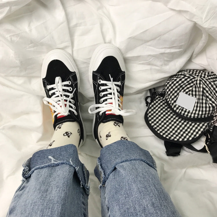 Port of The Wind Chic Retro Students Canvas Shoes Joker Street Shot White Shoes, Size:36