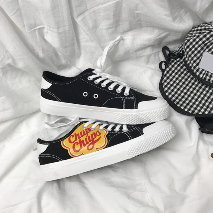 Port of The Wind Chic Retro Students Canvas Shoes Joker Street Shot White Shoes, Size:36