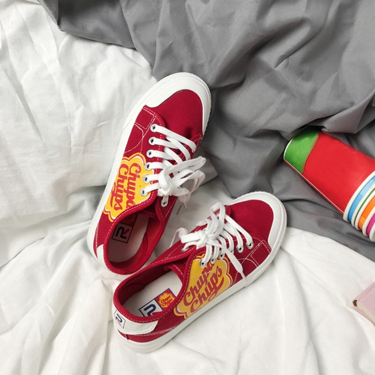 Port of The Wind Chic Retro Students Canvas Shoes Joker Street Shot White Shoes, Size:38