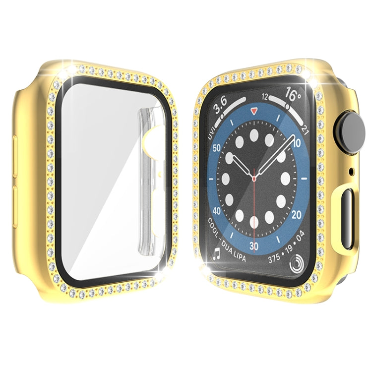 Electroplating PC Single Row Diamond Protective Case with Tempered Glass Film For Apple Watch Series 6 & SE & 5 & 4 44mm
