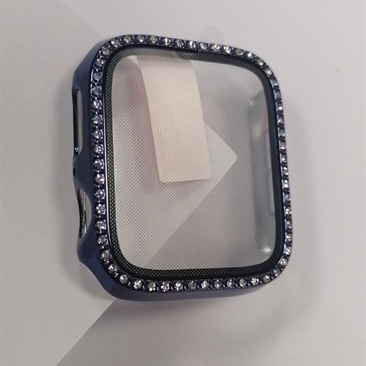 Electroplating PC Single Row Diamond Protective Case with Tempered Glass Film For Apple Watch Series 6 & SE & 5 & 4 44mm