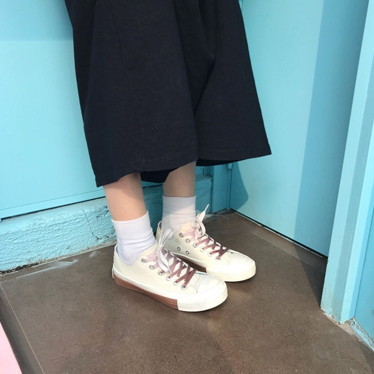 Students Retro Sports Board Shoes Ten Thousand Tears of Matching Color Canvas Shoes, Size:35(Beige)