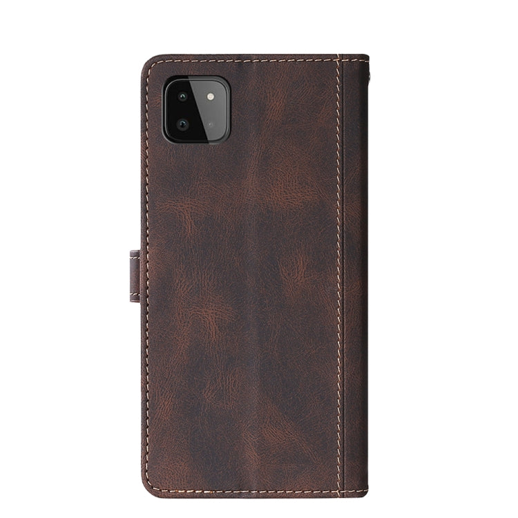 For Samsung Galaxy A22 5G Stitching Skin Feel Magnetic Buckle Horizontal Flip PU Leather Case with Holder & Card Slots & Wallet