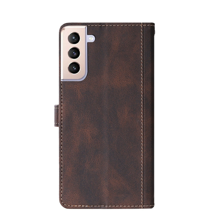 For Samsung Galaxy S21 FE Stitching Skin Feel Magnetic Buckle Horizontal Flip PU Leather Case with Holder & Card Slots & Wallet