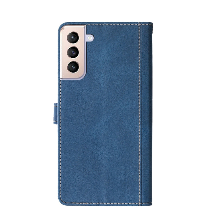 For Samsung Galaxy S21 FE Stitching Skin Feel Magnetic Buckle Horizontal Flip PU Leather Case with Holder & Card Slots & Wallet